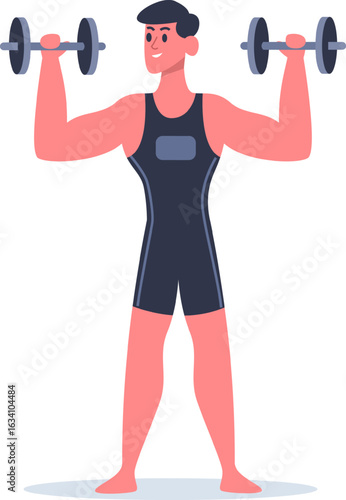 Young sportsman lifting two dumbbells during an intense workout routine, enhancing physical condition and building muscle strength while embracing a healthy lifestyle and fitness journey