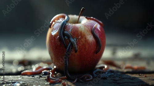 Creepy Crawlies on a Crimson Apple: A Macabre Still Life