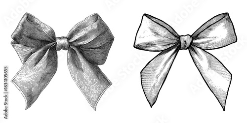 A gift adorned with a stripped bow ribbon, presented in a vintage engraved style, suitable for modern banners, collages, and ideas