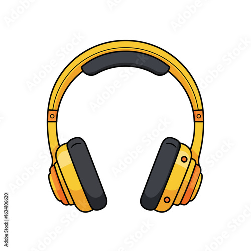 Yellow and Black Headphones with Orange Accents