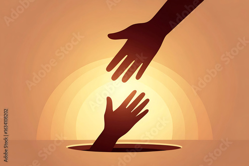 Offering a helping hand during difficult times with a warm, supportive gesture