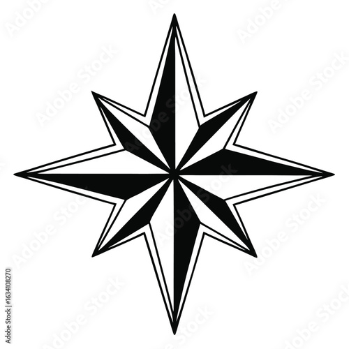 Minimalist bold black star icon with sharp points