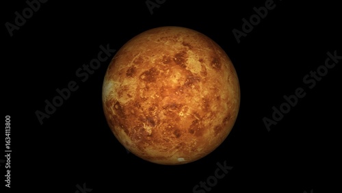 Venus planet surface with craters and clouds space
