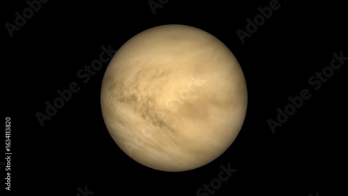Venus planet with swirling clouds in black space astronomy