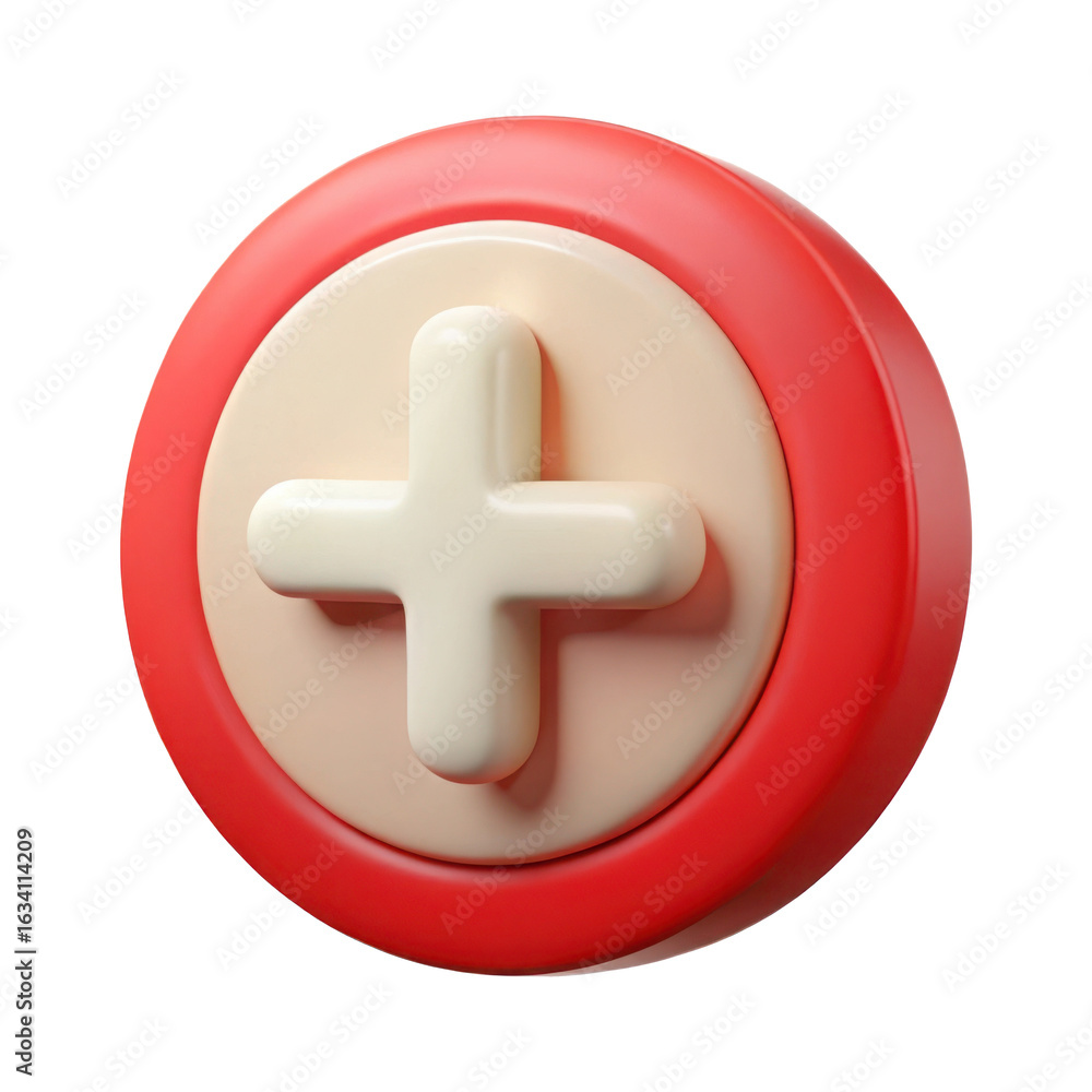 Obraz premium 3D Medical Cross Icon Isolated on Transparent Background