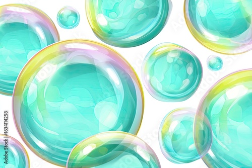 Wallpaper Mural Colorful, translucent soap bubbles on white background Torontodigital.ca
