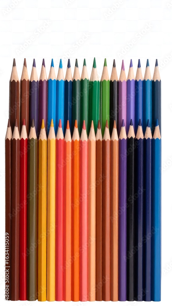 Obraz premium Colorful pencils arranged in rows