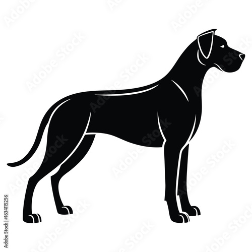 Black Great Dane Silhouette Standing Profile white