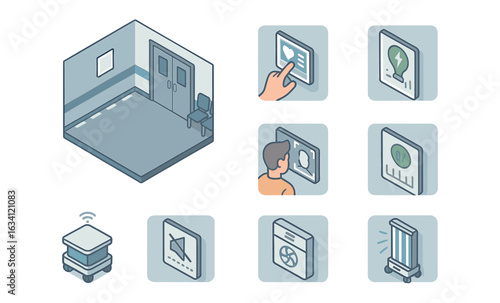 Isometric smart building technology features overview