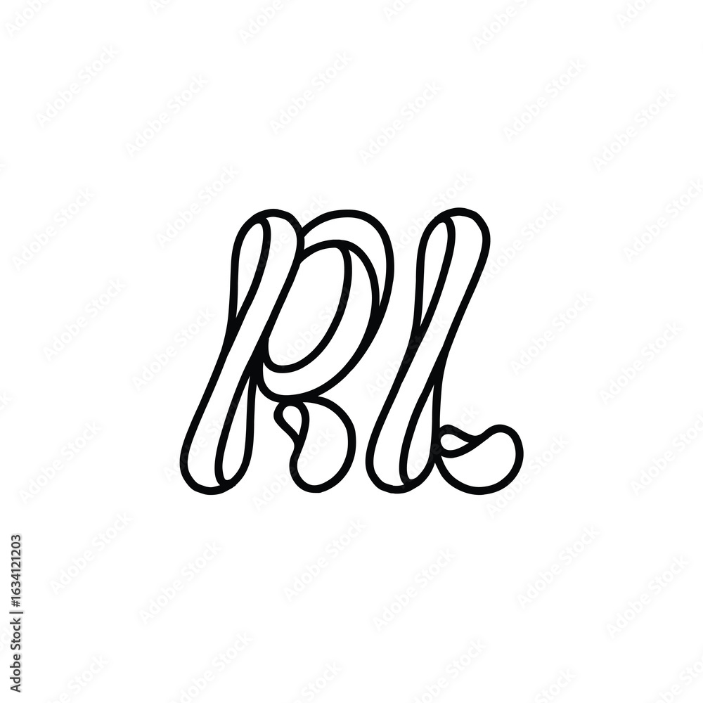 Obraz premium RL monogram logo design letter text name symbol monochrome logotype alphabet character simple logo