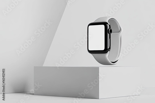 High Definition Visual of Apple Watch with Podium Mockup, Perspective