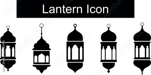 Classic lantern silhouette icon for festive celebrations and ambiance isolated on transparent background