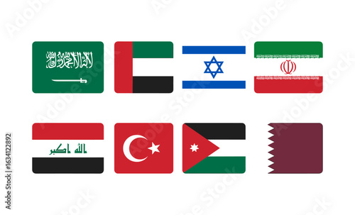 Middle eastern and north african national flags collection