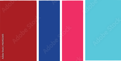 A simple color block pattern featuring red, blue, pink, and light blue vertical rectangular shapes aligned