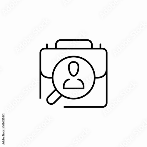 briefcase person search icon sign vector