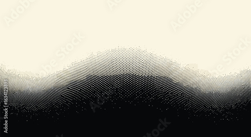 Abstract misty mountain landscape with a retro digital halftone dot pattern effect