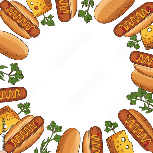 Vibrant illustration of delicious corn dogs