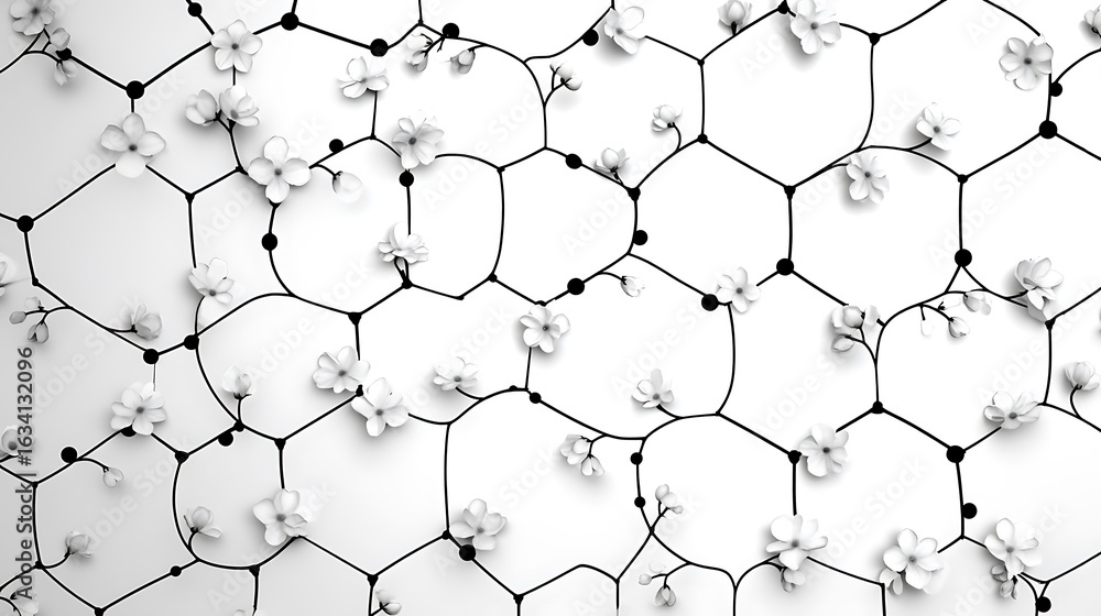 Fototapeta premium Geometric flower branch layout high resolution background