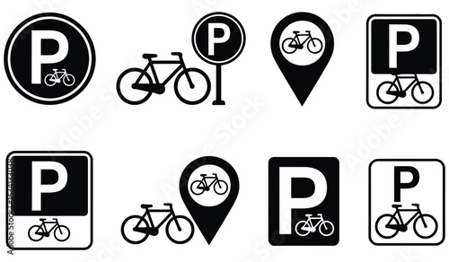Find secure bicycle parking easily with these clear, modern parking signs and location markers