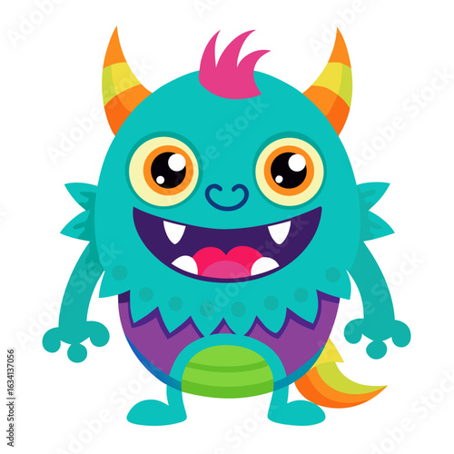 cute monsters in fun colors, white background