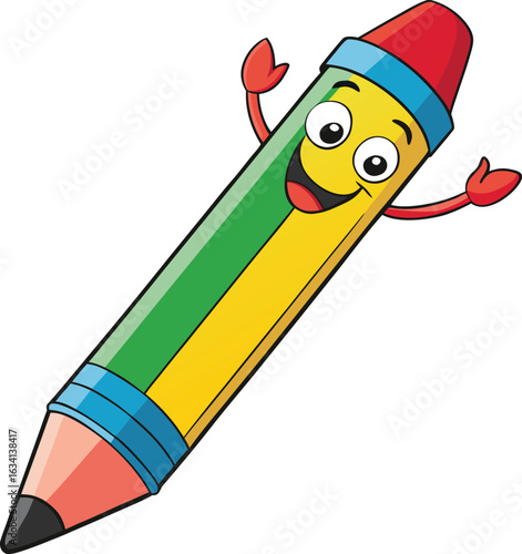 A vibrant dart displaying yellow, blue, green, and red stripes, showcasing a colorful design