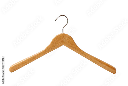 Light brown wooden coat hanger with metal hook