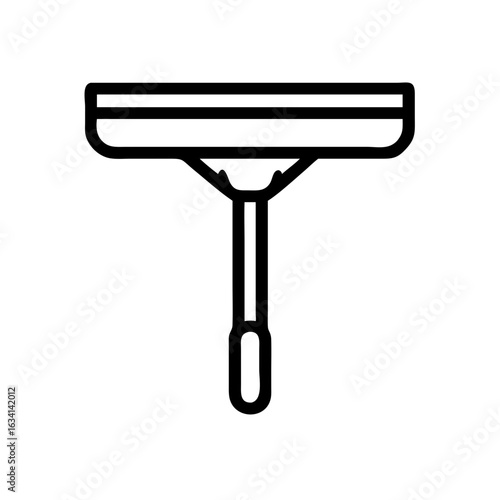 Window squeegee tool in minimalist style with simple outline design  