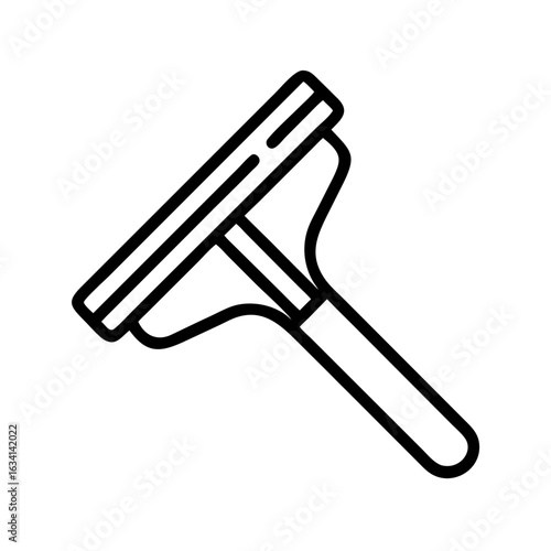 Window squeegee tool for cleaning glass surfaces in black and white  