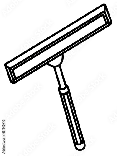 Window squeegee in minimalist design with black outline  