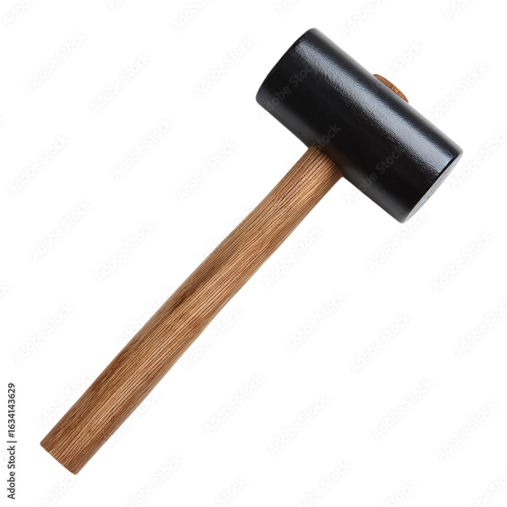 A rubber mallet with wooden stick isolated on transparent background A rubber mallet with wooden stick isolated on transparent background