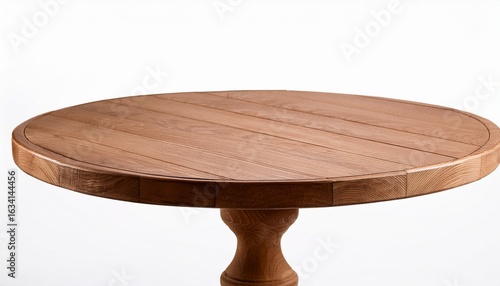 wooden round table isolated on white background