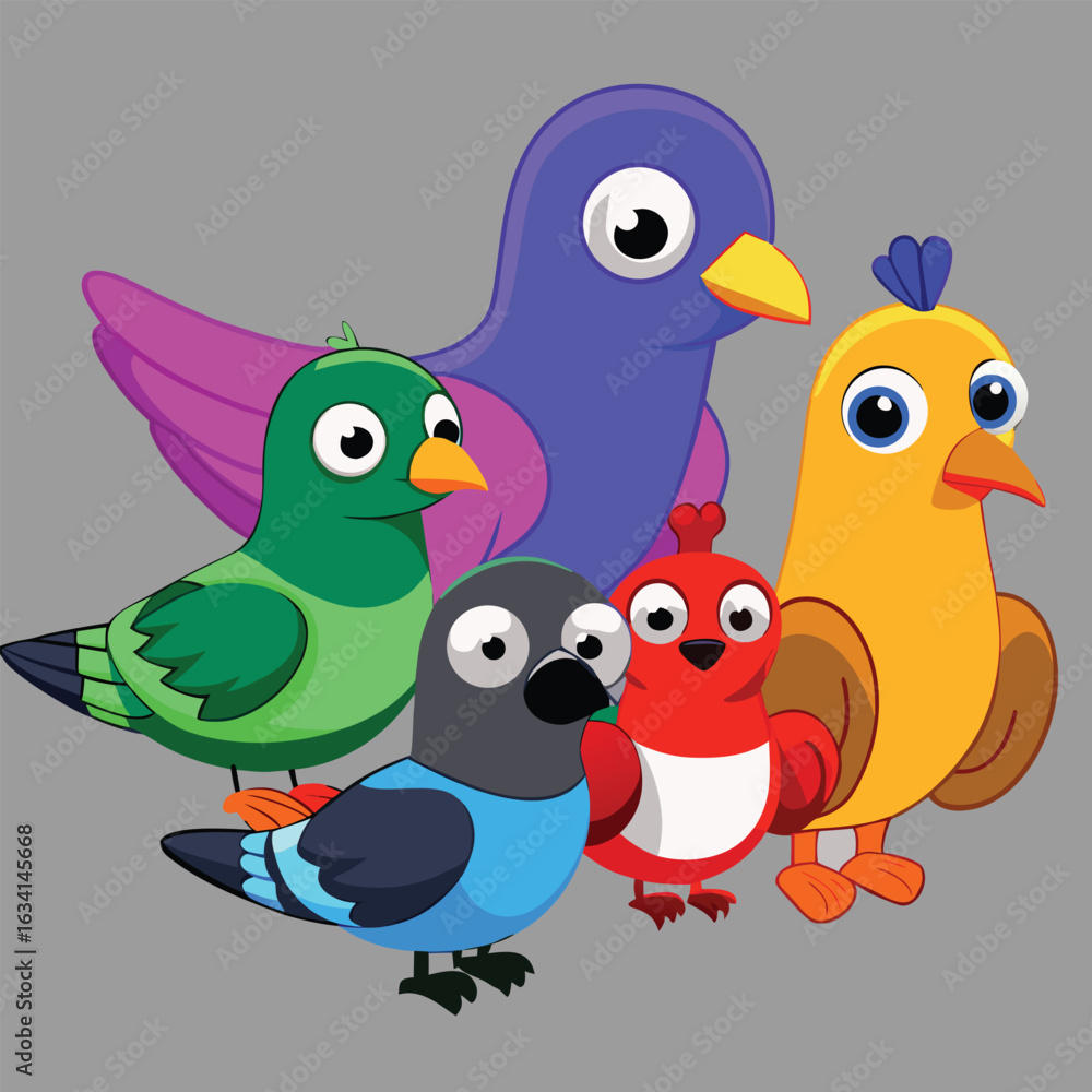 Fototapeta premium Vector art bird animal cartoon style design 