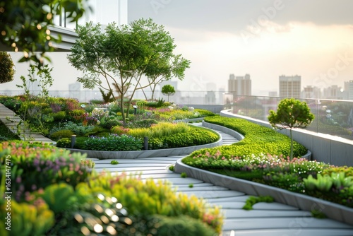Clear Pixel Visual of Landscape Architect Designing a Rooftop Garden