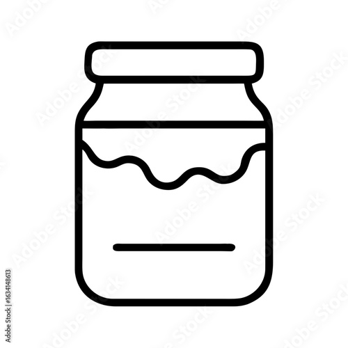 Jar of jam with lid in simple line art style  