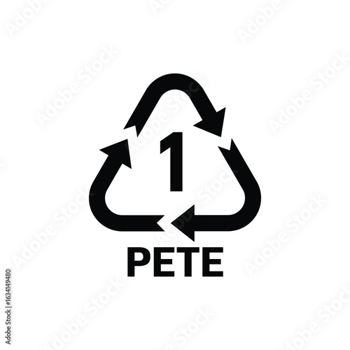 Plastic Recycling Symbol 1 PETE Quality Sign Icon