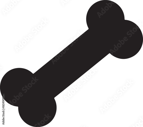 silhouette of a bone-shaped chew toy, simple and bold on white