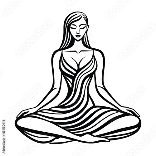 Yoga woman silhouette vector design. black yoga logo vector art.