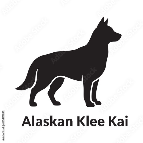 Vector art of silhouette vector illustration of an alaskan klee kai dog breed standing isolated on a white background perfect for pet lovers