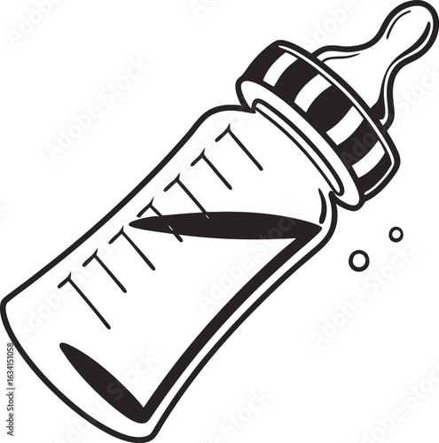 Baby bottle with liquid and bubbles feeding style vector illustration EPS file download