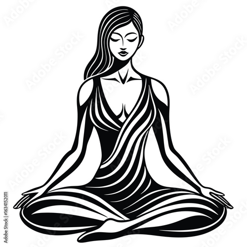 Yoga woman silhouette vector design. black yoga logo vector art.