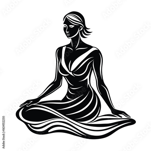 Yoga woman silhouette vector design. black yoga logo vector art.