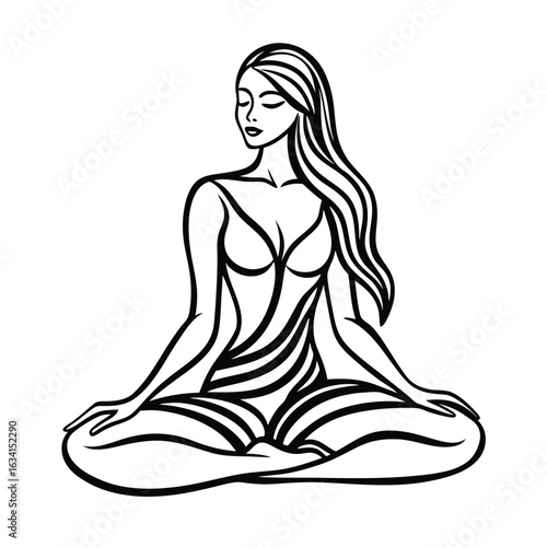 Yoga woman silhouette vector design. black yoga logo vector art.