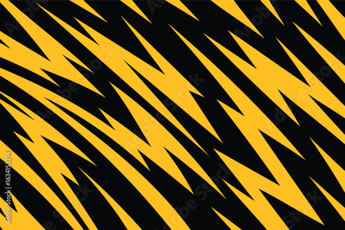 Yellow Lightning Bolt Pattern on Black Background,
High-Contrast Lightning Strike Pattern in Yellow,Dynamic Jagged Lines in Yellow and Black