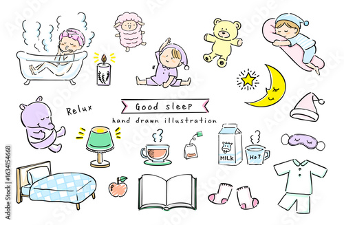 快眠の可愛いイラストセット　カラー