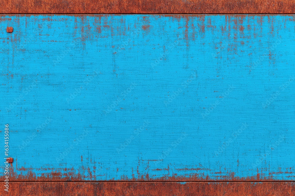 Obraz premium Rustic teal sign with rust-colored border