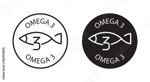 Omega 3 Fatty Acids Icons Black and White