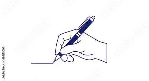 Flat illustration of a hand holding a pen