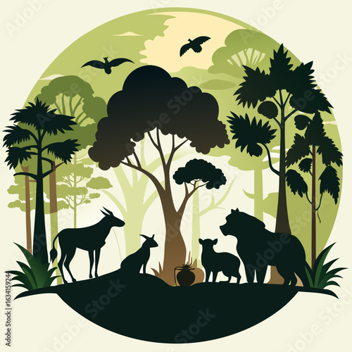 Canvas Print animals in the forest