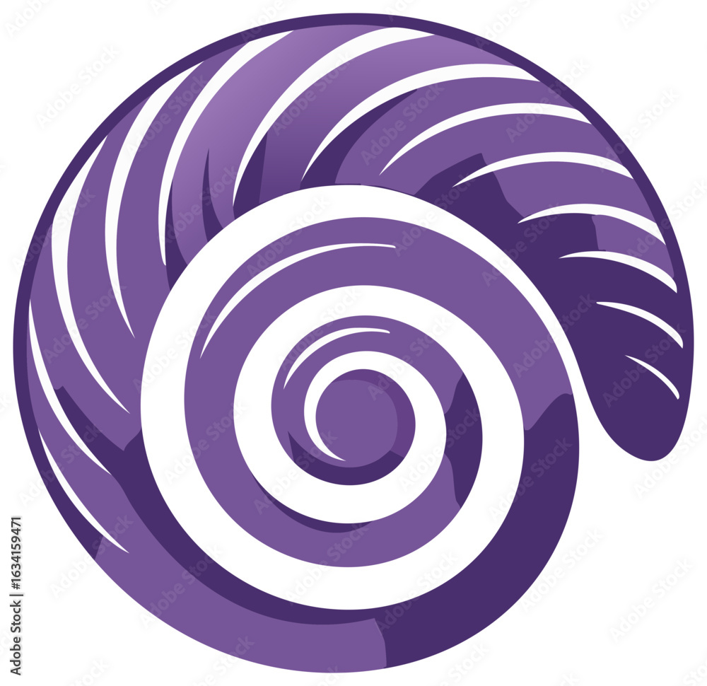 Naklejka premium Abstract purple spiral graphic design with layered shades and gradient effect