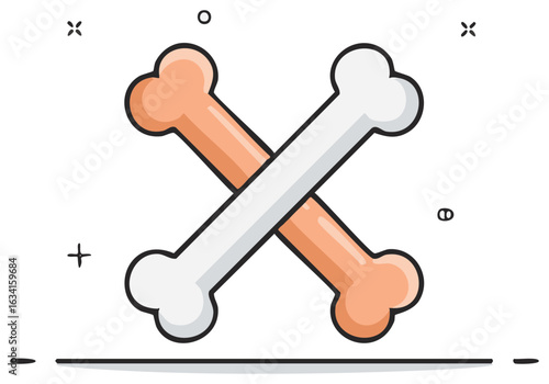Cartoon illustration of two crossed bones as a pirate or danger warning symbol